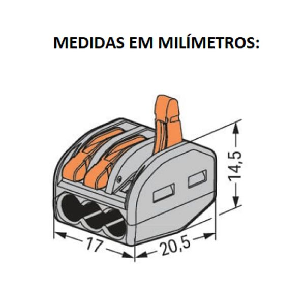 Kit 10 Conector Wago Para Emenda Rápida 3 Vias 222-413 Wago 