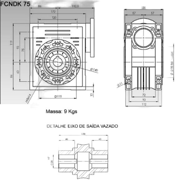 Redutor De Velocidade 1/40 Coroa S/ Fim Acionac Fcndk75
