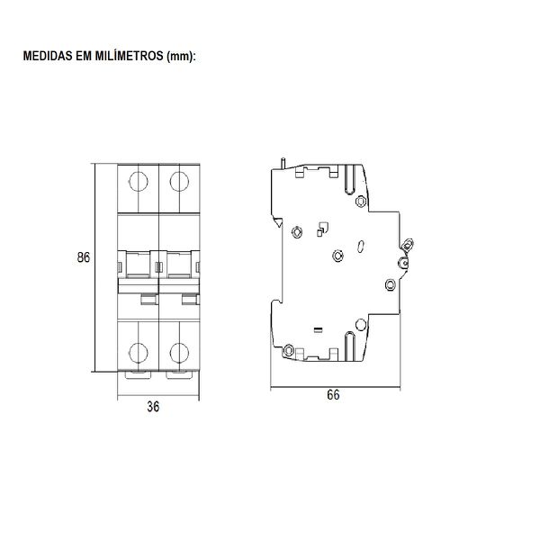 Disjuntor Bipolar 6A Curva C 440Vca 10KA Weg MDWH-C6-2
