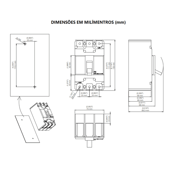 Disjuntor Caixa Moldada 60a Weg Agw100n-dx60-3 (35ka 220v)