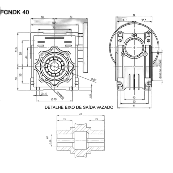 Redutor De Velocidade 1/20 Coroa S/ Fim Acionac Fcndk40