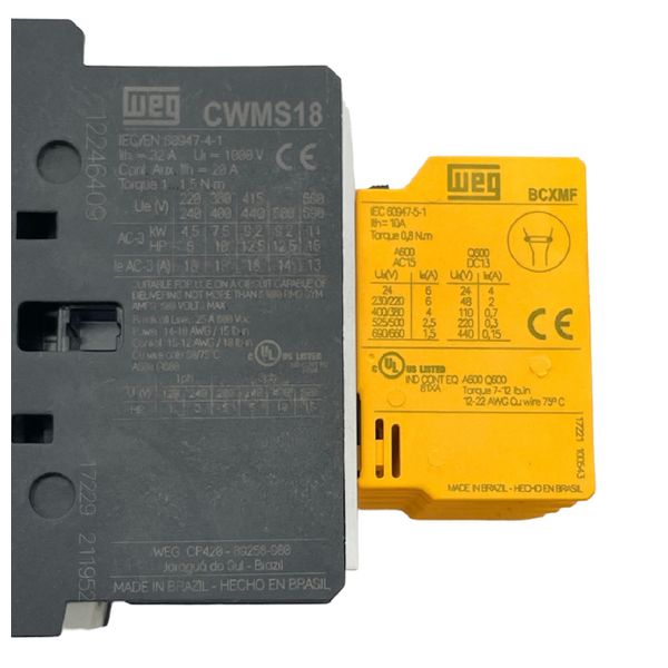 Contator de Segurança Tripolar 18A Weg 24Vcc 3NA+2NF 12246409