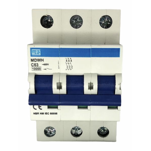 Disjuntor Tripolar 63A Curva C 440Vca 10KA Weg MDWH-C63-3