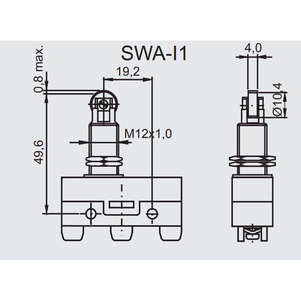 Micro Fim De Curso Pino C/ Rolete Paralelo 15A Switerm SWAI1