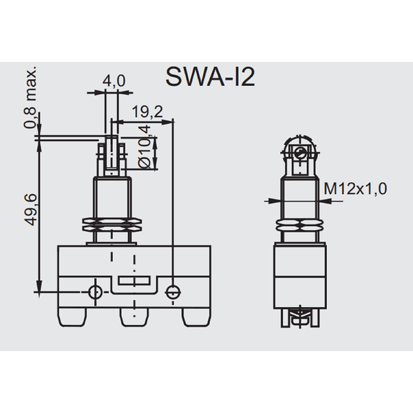 Micro Fim De Curso Pino Com Rolete Lateral 15A Switerm SWAI2