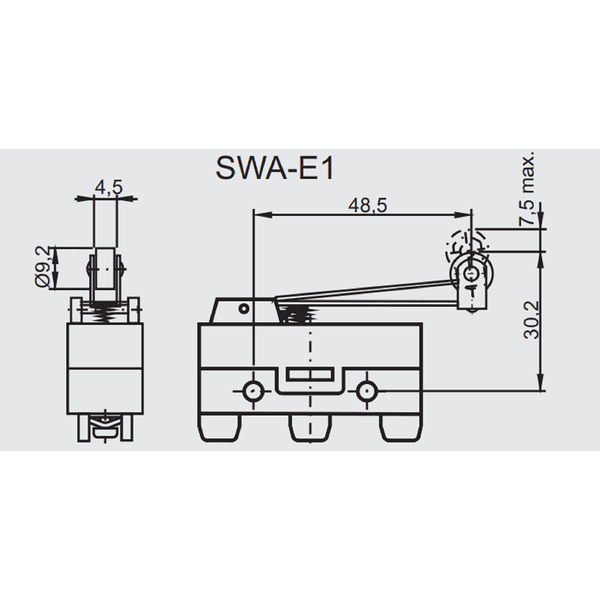 Micro Fim De Curso Alavanca Com Rolete 15A Switerm SWAE1
