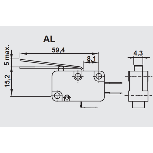 Micro Fim de Curso 15A Alavanca Longa Switerm B1400AL