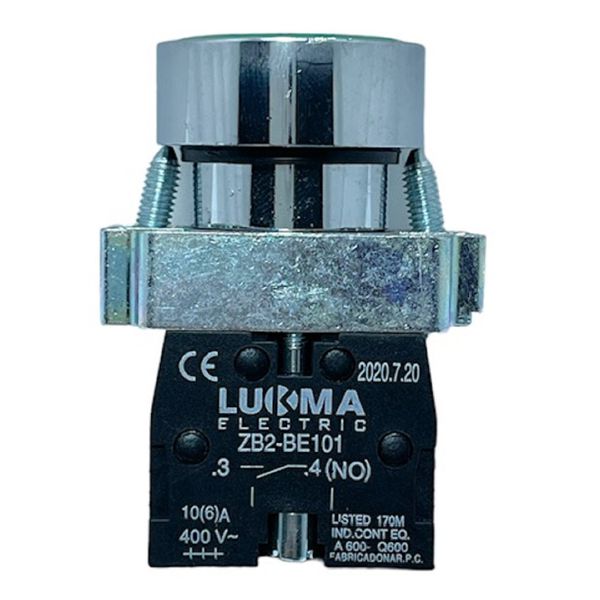 Botão Faceado Metálico Verde 22mm 1na LK2BA31 Lukma