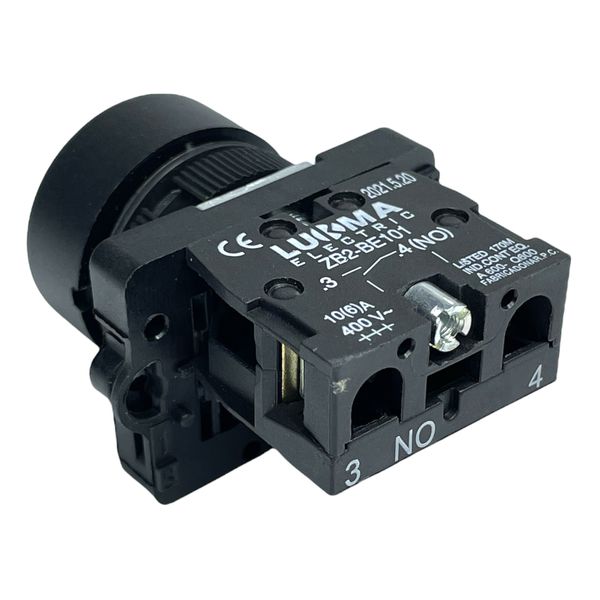 Botão Faceado 22mm 1na Preto LK2EA21 Lukma