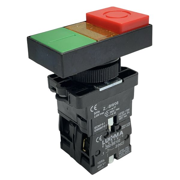 Botão Duplo Iluminado 22mm 1na + 1nf Verde/Vermelho Lukma