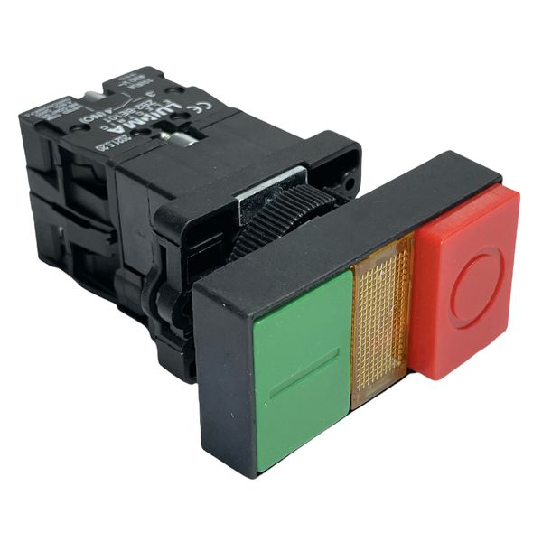Botão Duplo Iluminado 22mm 1na + 1nf Verde/Vermelho Lukma