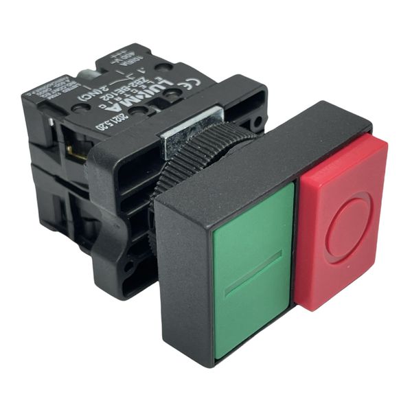 Botão Duplo 22mm 1na + 1nf Verde/Vermelho LK2EL8425 Lukma