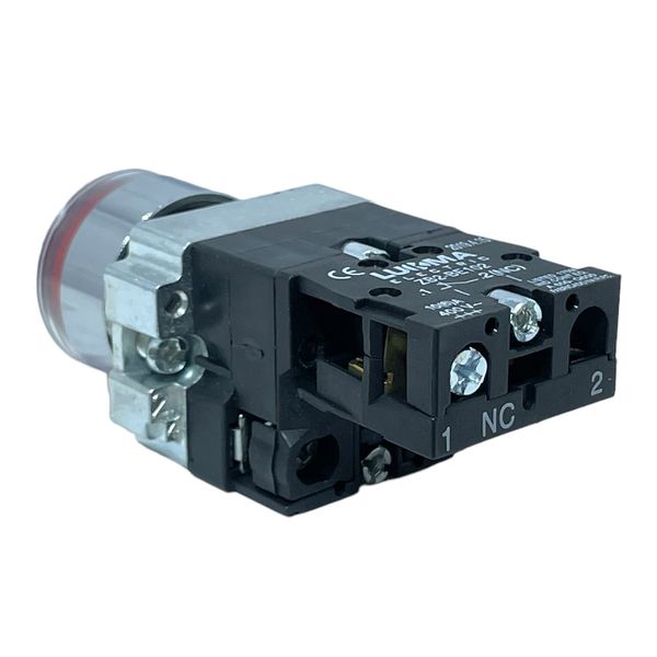 Botão Faceado Metálico Iluminado Vermelho 22mm 1nf 220V