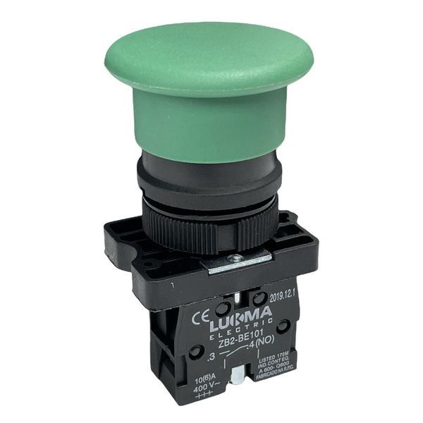 Botão Cogumelo Soco Emergência 22mm Verde 1na LK2EC31 Lukma