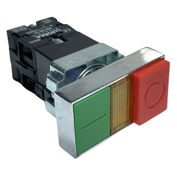 Botão Duplo Iluminado Metálico 22mm 1na + 1nf Verde/Vermelho