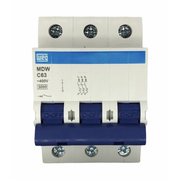 Disjuntor Tripolar Weg Din 63a Curva C 3KA Mdw-c63-3