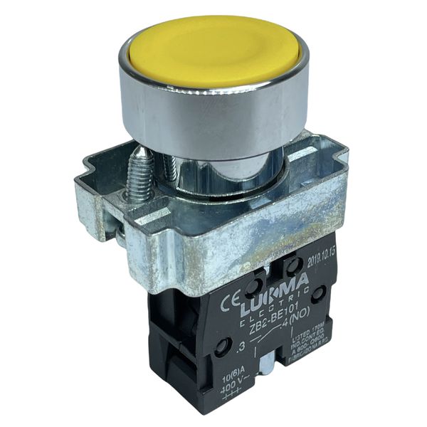 Botão Faceado Metálico Amarelo 22mm 1na LK2BA51 Lukma