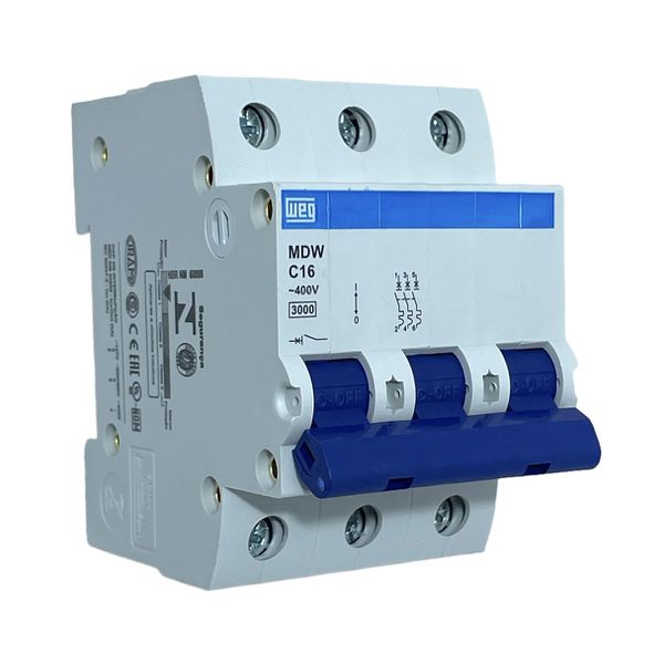 Disjuntor Tripolar Weg Din 16A Curva C 3KA MDW-C16-3