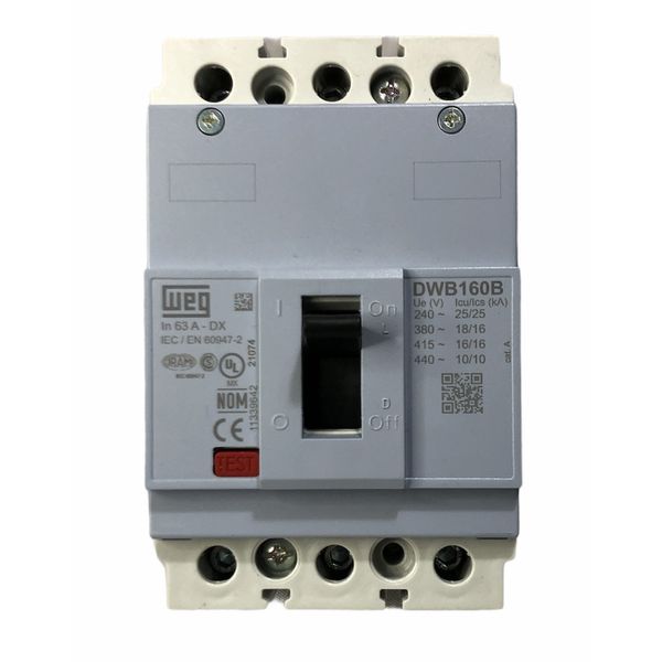Disjuntor Caixa Moldada 63a Weg Dwb160b63-3dx (25ka 220v)