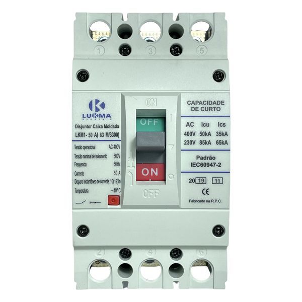 Disjuntor Caixa Moldada 50A 220-85KA/400-50KA Lukma