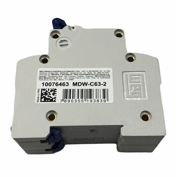 Disjuntor Bipolar Weg Din 63a Curva C 3ka MDW-C63-2 10076463