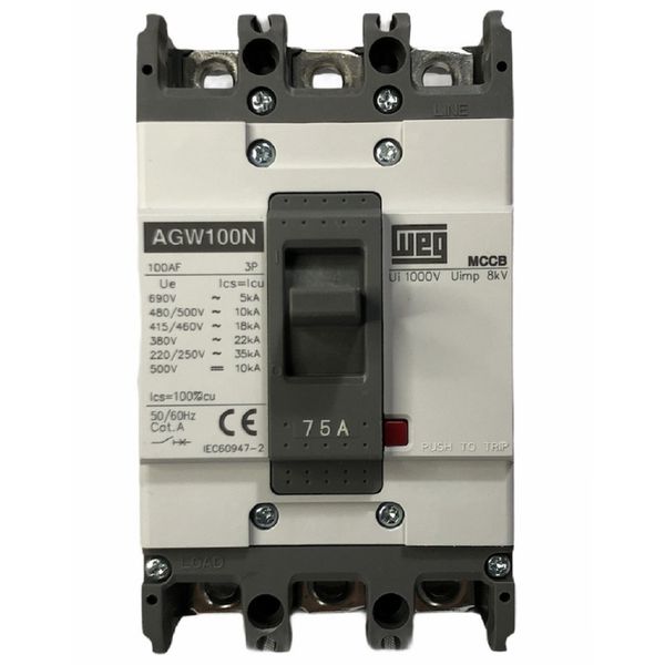 Disjuntor Caixa Moldada 75a Weg Agw100n-dx75-3 (65ka 220v)