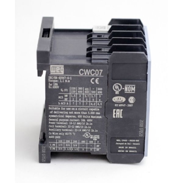 Mini Contator Tripolar 7a 220vca 1na Weg Cwc07-10-30v26