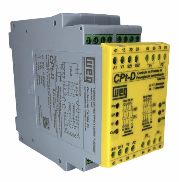 Controle De Parada De Emergência Weg Com Saída Temporizada Alimentação 24Vcc