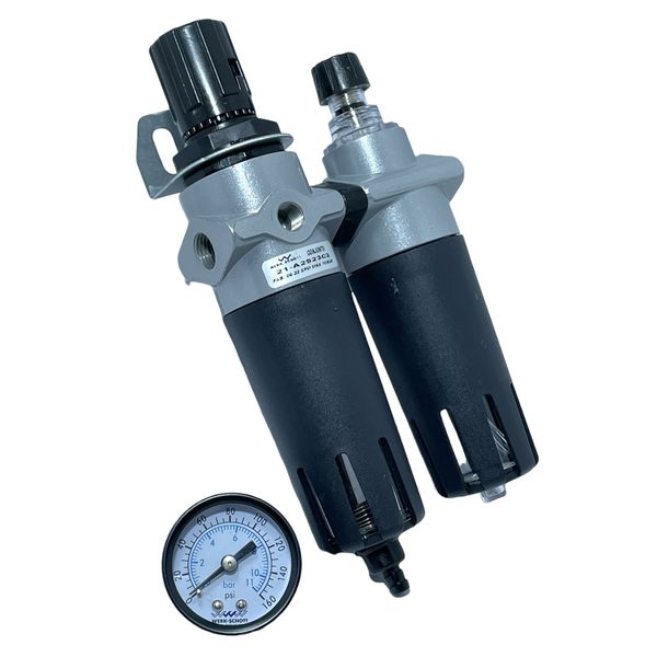 Conjunto Filtro Regulador e Lubrificador de Ar Comprimido 1/4 Werk