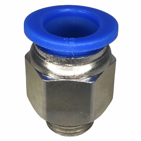 Conexão Pneumatica Reta Fluir Tubo 12mm x Rosca 1/4 BSP 