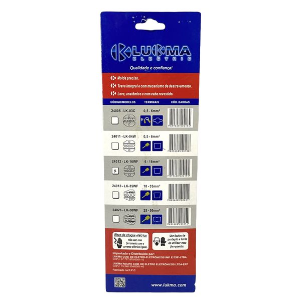 Alicate Prensa Terminal Tubo Ilhos 6 - 16mm Lukma 24012