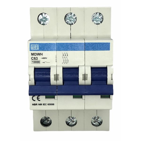 Disjuntor Tripolar 63A Curva C 440Vca 10KA Weg MDWH-C63-3