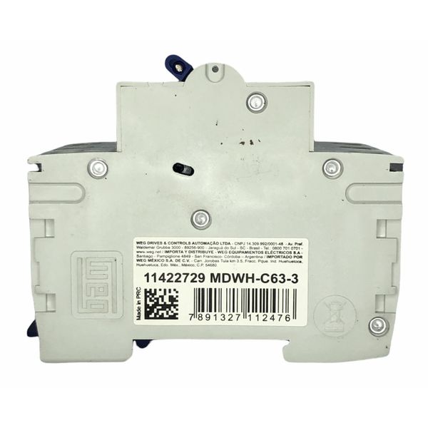 Disjuntor Tripolar 63A Curva C 440Vca 10KA Weg MDWH-C63-3