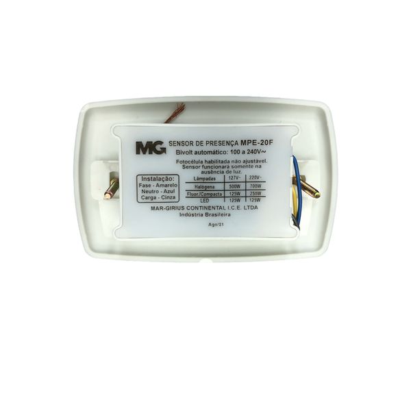 Sensor de Presença Embutir C/Fotocélula MPE-20F-Margirius 