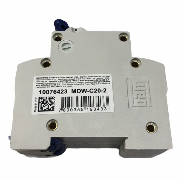 Disjuntor Bipolar Weg 20a Curva C 3ka MDW-C20-2