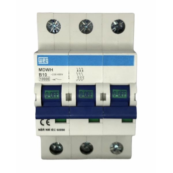Disjuntor Tripolar 10A Curva B 440Vca 10KA Weg MDWH-B10-3