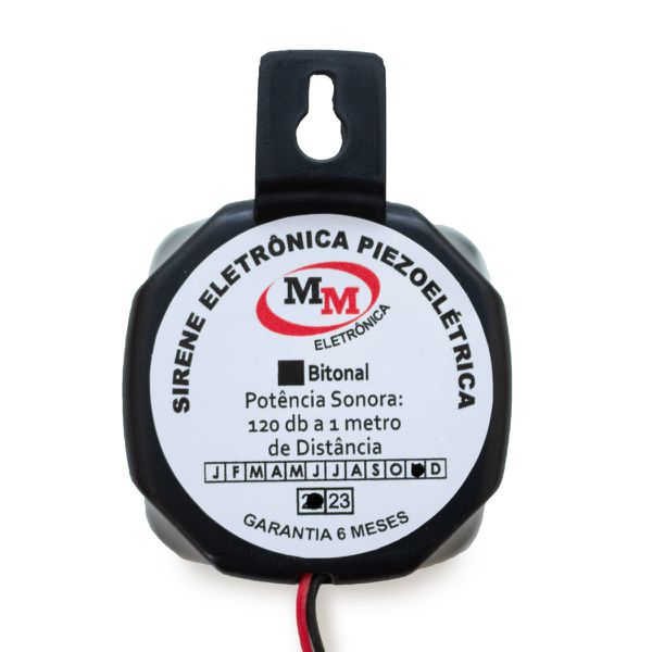 Sirene Eletrônica Bitonal Piezo 12V SP-003 MM Eletrônica