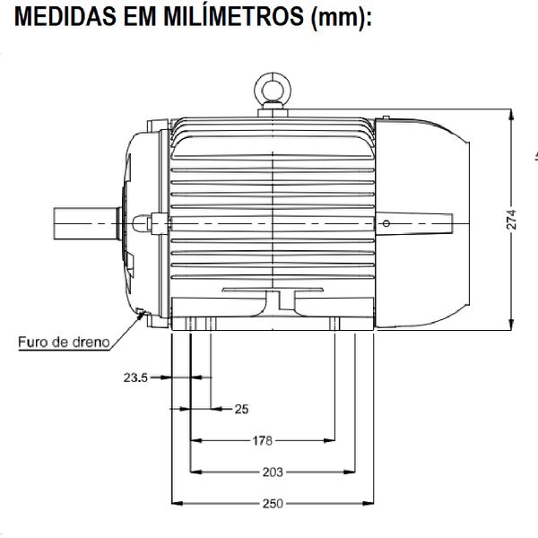 Motor Monofásico 15Cv 4P 1800 Rpm 220/380V Carcaça 132M/L W22