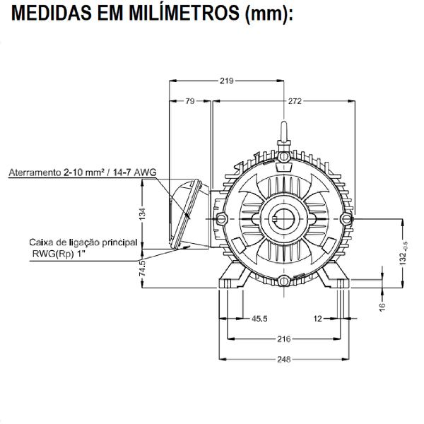 Motor Monofásico 15Cv 4P 1800 Rpm 220/380V Carcaça 132M/L W22