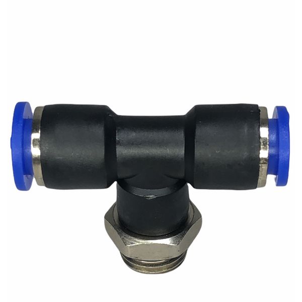 Conexão Pneumatica Tee Central Fluir Tubo 08mm x Rosca 1/4 BSP 