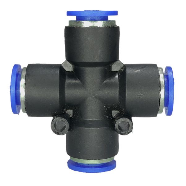 Conexão Pneumatica União Cruzeta Fluir Tubo 10mm Engate Rapido