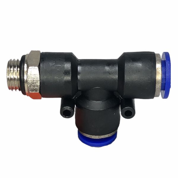 Conexão Pneumatica Tee Lateral Fluir Tubo 10mm x Rosca 1/4 BSP 