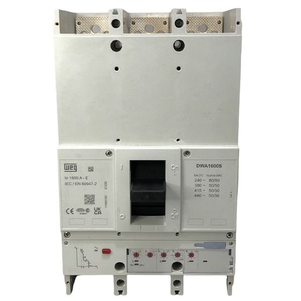 Disjuntor Caixa Moldada 1600A Weg DWA1600S-E1600-3 Faixa Ajustavel 640-1600A (80KA 220V)