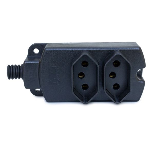 Tomada Múltipla 2 Tomadas 2P+T 10A Preto- Margirius