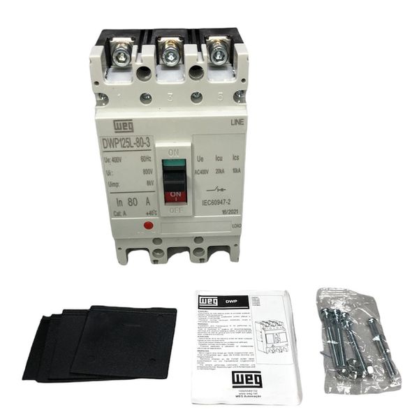 Disjuntor Caixa Moldada 80A Weg DWP125L-80-3 (20KA 38/4150V)