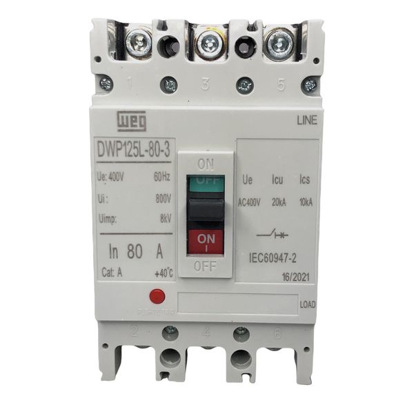Disjuntor Caixa Moldada 80A Weg DWP125L-80-3 (20KA 38/4150V)
