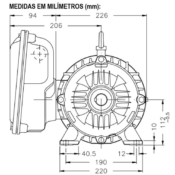 Motor Monofásico 5Cv 2P 3600 Rpm 220/440V Carcaça 112S W22