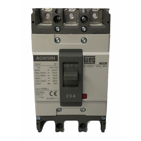 Disjuntor Caixa Moldada 20a Weg Agw50n-dx20-3 (30ka 220v)
