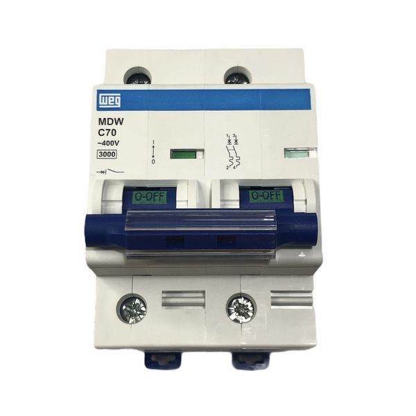 Disjuntor Bipolar Weg Din 70A Curva C 3KA MDW-C70-2