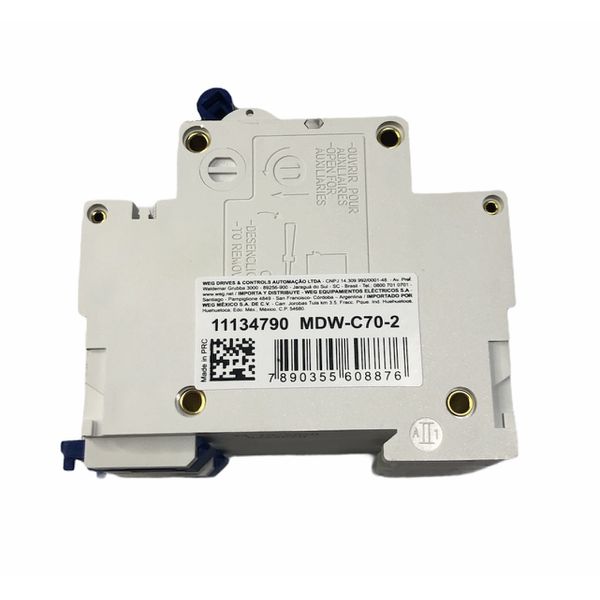 Disjuntor Bipolar Weg Din 70A Curva C 3KA MDW-C70-2